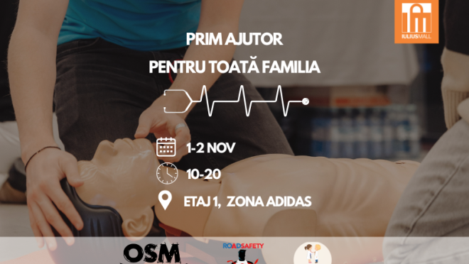 Învață cum poți acorda primul ajutor copiilor, femeilor însărcinate și nu numai, în acest weekend, la Iulius Mall Cluj!