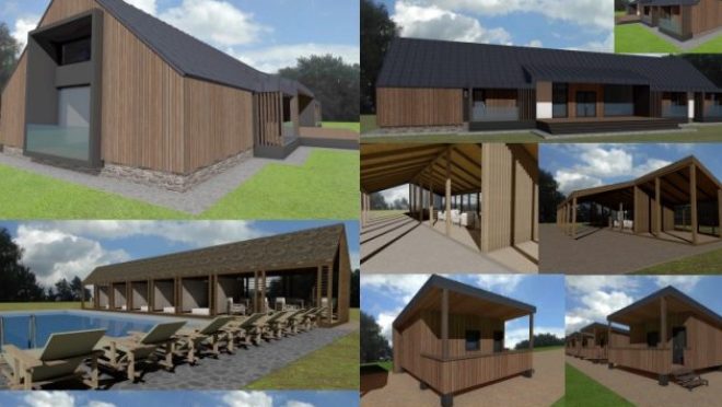 Sat de vacanță cu șase cabane, foișoare și piscină, propus pe o suprafață de aproape 7.000 de metri pătrați