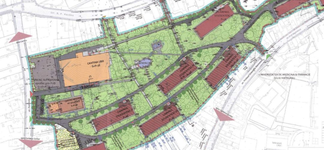 UBB pregătește modernizarea campusului Hașdeu. Supraetajări de cămine, spații verzi noi prin eliminarea unor parcări și reorganizarea circulației auto